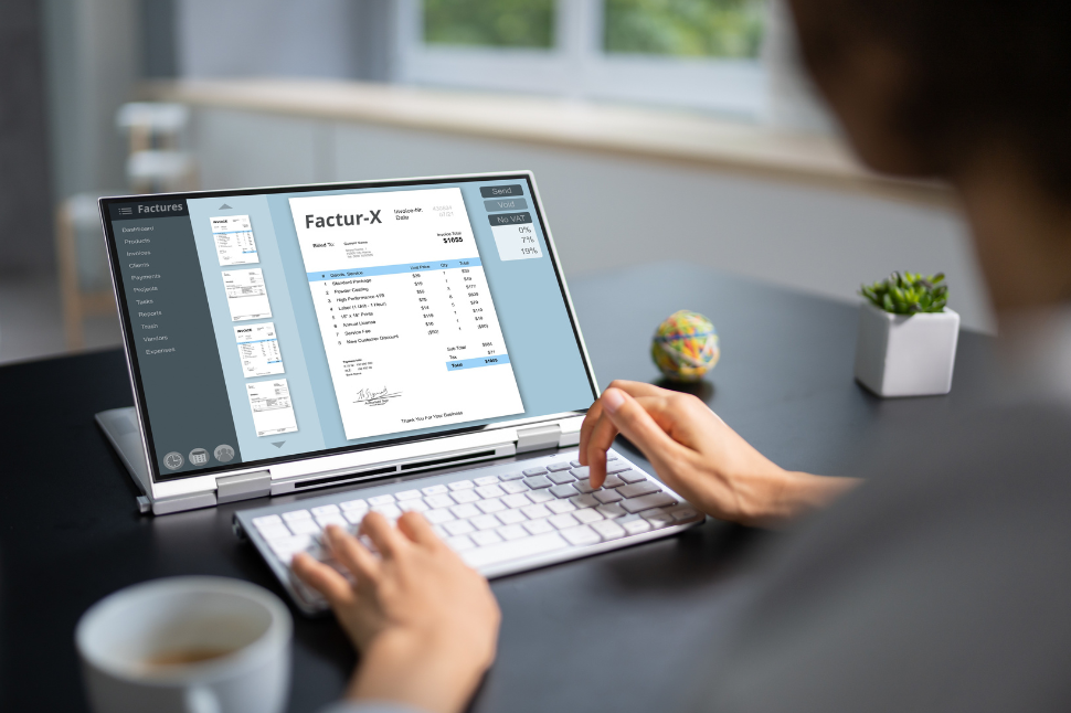 Archivage Factur-X sur ordinateur - interface gestion factures électroniques 2026 - Admin'Up assistante administrative Hauts de Somme