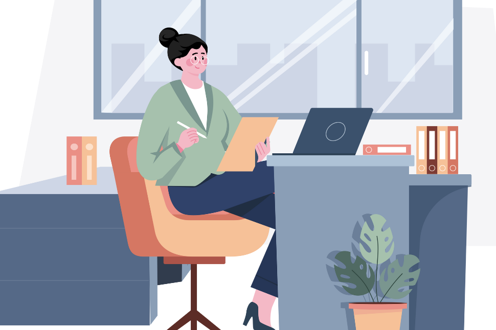 Illustration pour un guide de démarches administratives proposé par une assistante numérique à distance – Admin’Up.