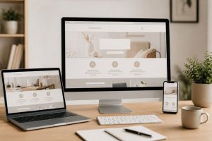 Exemple d'alignement visuel et de structure épurée sur un site web professionnel pour illustrer les règles d'un rendu impeccable.