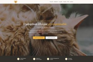 Page d'accueil du site Sacha Adoption après refonte WordPress, plateforme d'adoption éthique de chiens et chats.