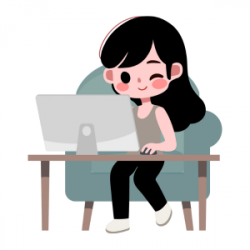 Illustration d’une assistante administrative sur ordinateur, utilisée sur le site Admin'Up - assistance administrative freelance